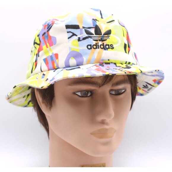 Adidas Love Unites Bucket Hat Multicolor Abstract Bright Print Adult Cotton 20.5 - Picture 1 of 8
